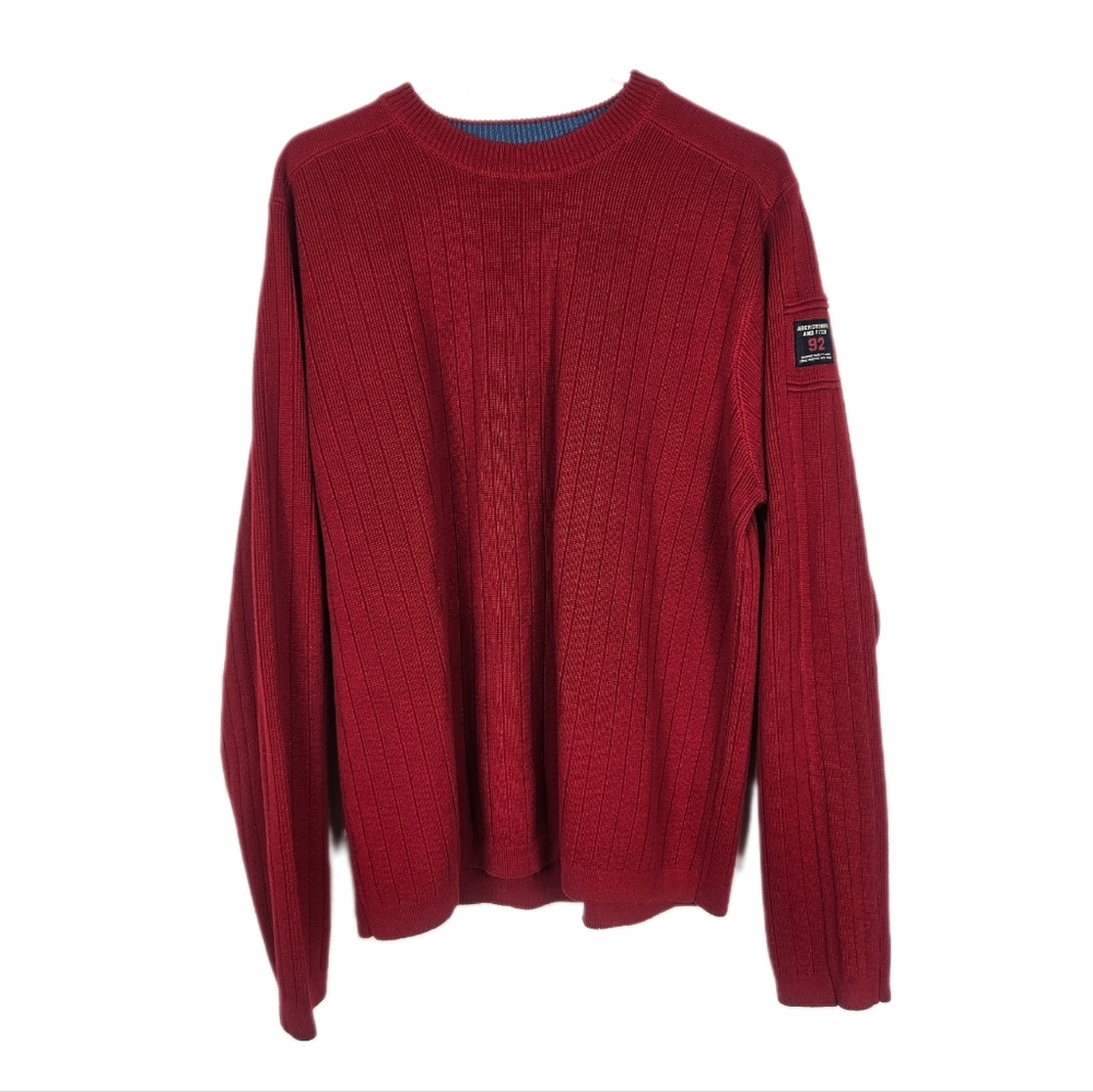 Abercrombie and Fitch Sweater Red Pullover Crew Neck Muscle Fit Mens XL